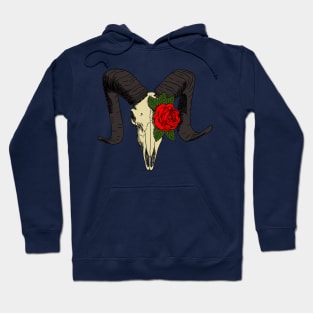 Ram skull with roses Hoodie